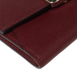 Pre Owned Cartier Red Leather C de Cartier Compact Wallet