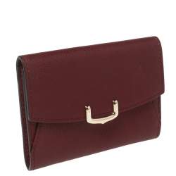 Pre Owned Cartier Red Leather C de Cartier Compact Wallet
