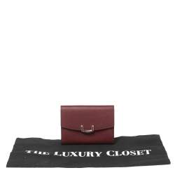 Pre Owned Cartier Red Leather C de Cartier Compact Wallet