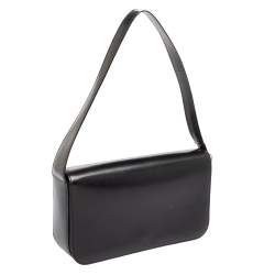 Pre Owned Cartier Black Leather Flap Shoulder Bag