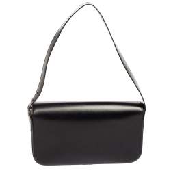 Pre Owned Cartier Black Leather Flap Shoulder Bag