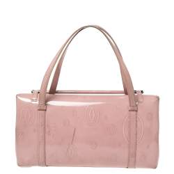 Pre Owned Cartier Pink Patent Leather Happy Birthday Flap Satchel