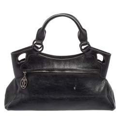 Pre Owned Cartier Black Leather Small Marcello de Cartier Bag