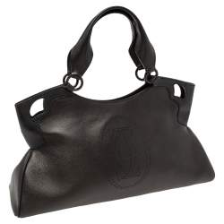 Pre Owned Cartier Black Leather and Snakeskin Medium Marcello de Cartier Bag