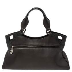 Pre Owned Cartier Black Leather and Snakeskin Medium Marcello de Cartier Bag