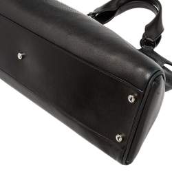 Pre Owned Cartier Black Leather and Snakeskin Medium Marcello de Cartier Bag