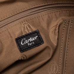 Pre Owned Cartier Black Leather and Snakeskin Medium Marcello de Cartier Bag