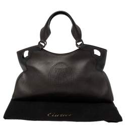 Pre Owned Cartier Black Leather and Snakeskin Medium Marcello de Cartier Bag