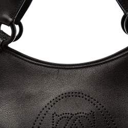 Pre Owned Cartier Black Leather and Snakeskin Medium Marcello de Cartier Bag