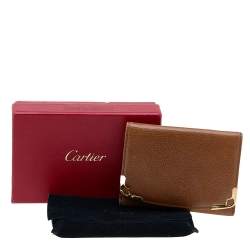 Pre Owned محفظة كارتييه مارسيلو دو كارتييه جلد بني فاتحة ثلاثية الطية