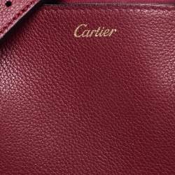 Pre Owned حقيبة ساتشل كارتييه سي دو كارتييه جلد عنابي صغيرة