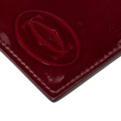 Pre Owned Cartier Red Patent Leather Happy Birthday Card Holder