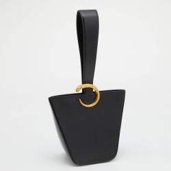 Pre Owned Cartier Black Leather Panthere Bucket Bag