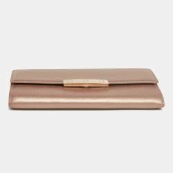 Pre Owned Cartier Metallic Beige Leather Love Flap Continental Wallet