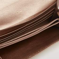 Pre Owned Cartier Metallic Beige Leather Love Flap Continental Wallet