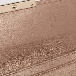 Pre Owned Cartier Metallic Beige Leather Love Flap Continental Wallet