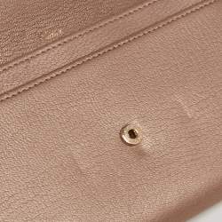 Pre Owned Cartier Metallic Beige Leather Love Flap Continental Wallet