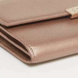 Pre Owned Cartier Metallic Beige Leather Love Flap Continental Wallet