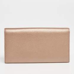 Pre Owned Cartier Metallic Beige Leather Love Flap Continental Wallet