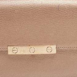 Pre Owned Cartier Metallic Beige Leather Love Flap Continental Wallet