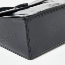 Pre Owned Cartier Navy Blue Patent Leather Happy Birthday Top Handle Bag