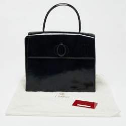 Pre Owned Cartier Navy Blue Patent Leather Happy Birthday Top Handle Bag