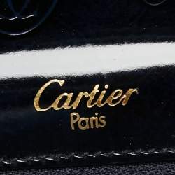Pre Owned Cartier Navy Blue Patent Leather Happy Birthday Top Handle Bag