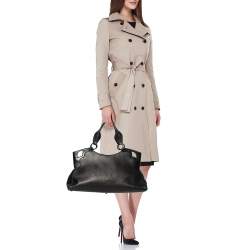 مملوكة مسبقًا حقيبة كارتييه مارشيلو دي كارتييه جلد وكارونج سوداء / غرافيت ميتاليك متوسطة