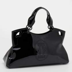Pre Owned Cartier Black Patent Leather Large Marcello de Cartier Bag