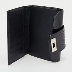 Pre Owned Cartier Black Snakeskin and Leather Trifold Wallet