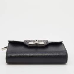 Pre Owned Cartier Black Snakeskin and Leather Trifold Wallet