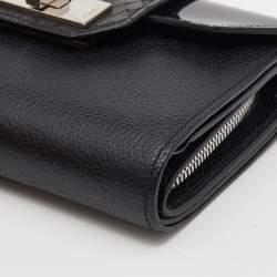 Pre Owned Cartier Black Snakeskin and Leather Trifold Wallet