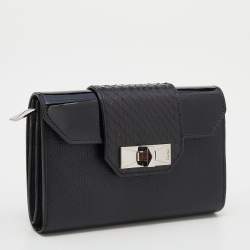 Pre Owned Cartier Black Snakeskin and Leather Trifold Wallet