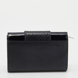 Pre Owned Cartier Black Snakeskin and Leather Trifold Wallet