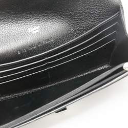 Pre Owned Cartier Black Leather and Python Trim Tunlock Flap Continental Wallet