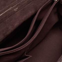 Pre Owned حقيبة بيد علوية كارتييه جلد ثعبان وسويدي، شعر عجل بني داكن/كريمي بخط مؤنث