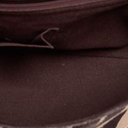 Pre Owned حقيبة بيد علوية كارتييه جلد ثعبان وسويدي، شعر عجل بني داكن/كريمي بخط مؤنث