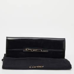 Pre Owned Cartier Black Patent Leather Panthere Art Deco Clutch