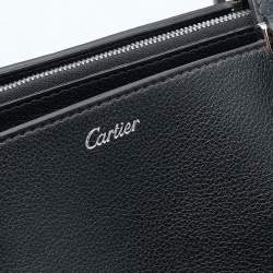 Pre Owned Cartier Black Leather C De Cartier Tote