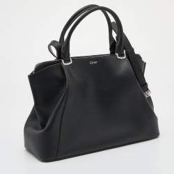 Pre Owned Cartier Black Leather C De Cartier Tote