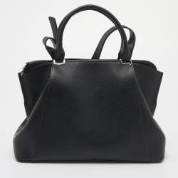 Pre Owned Cartier Black Leather C De Cartier Tote