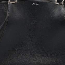 Pre Owned Cartier Black Leather C De Cartier Tote