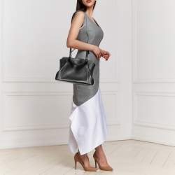 Pre Owned Cartier Black Leather C De Cartier Tote