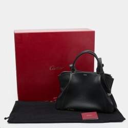 Pre Owned Cartier Black Leather C De Cartier Tote