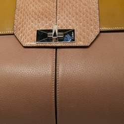 Cartier Dusky Pink/Olive Green Leather and Python Classic Feminine Line Top Handle Bag