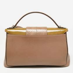 Cartier Dusky Pink/Olive Green Leather and Python Classic Feminine Line Top Handle Bag