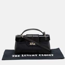Cartier Black Python And Leather Classic Feminine Line Top Handle Bag