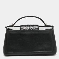 Cartier Black Python And Leather Classic Feminine Line Top Handle Bag