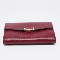 مملوكة مسبقًا محفظة كارتييه سي دو كارتييه جلد أحمر مضغوطة صغيرة