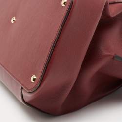 Pre Owned حقيبة ساتشل كارتييه سي دو كارتييه جلد أحمر داكن متوسطة